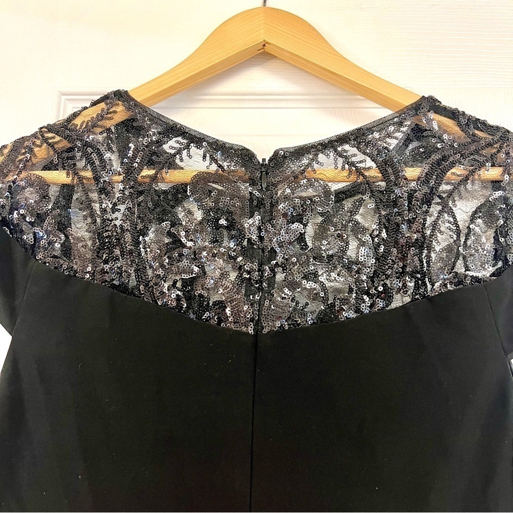 Adrianna Papell Women Black Sequined Jewel Neck Evening Straight leg Jumpsuit 10 - Picture 10 of 11